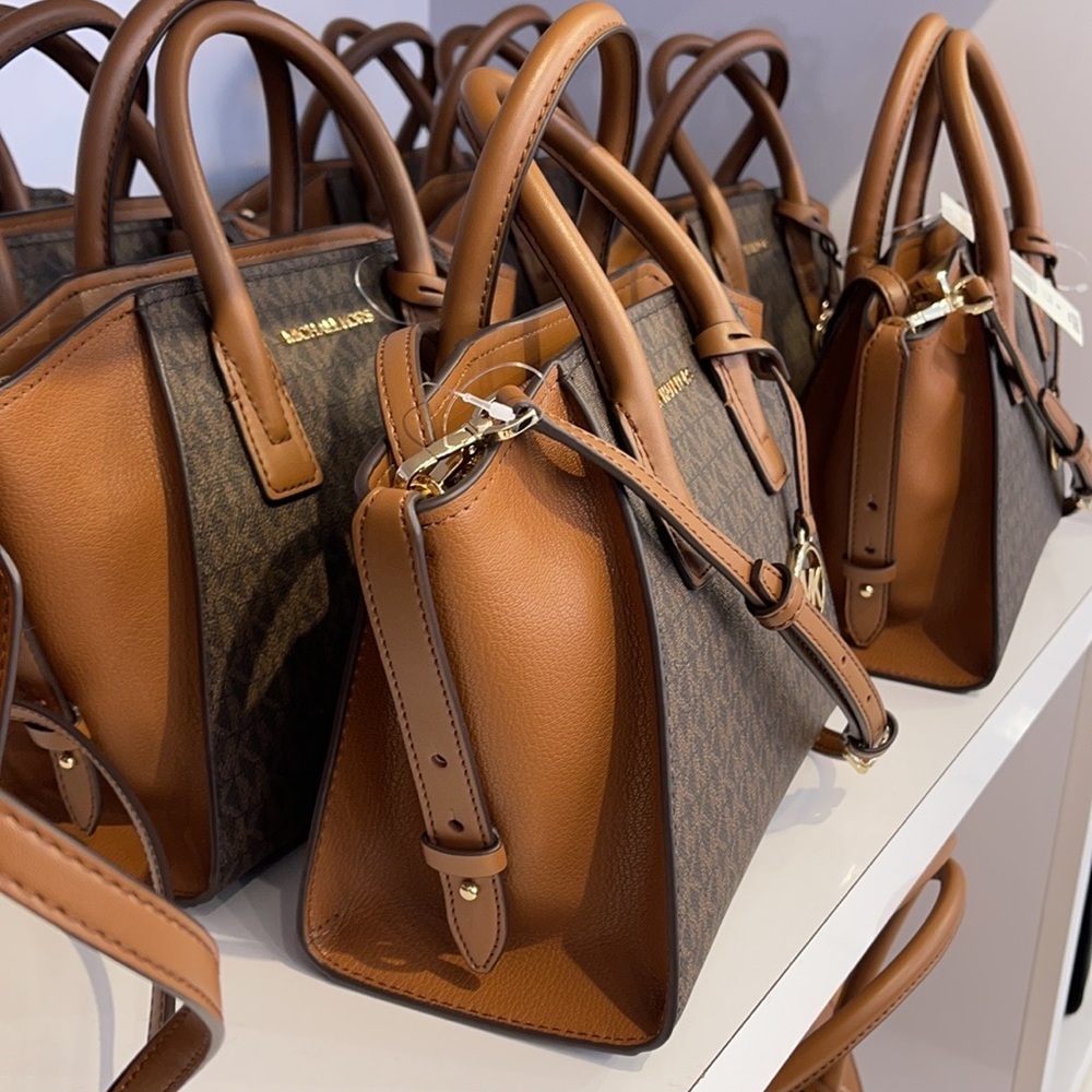 Michael Kors Avril Small Top Zip Satchel Shoulder Bag Color Brown - Picture 15 of 16